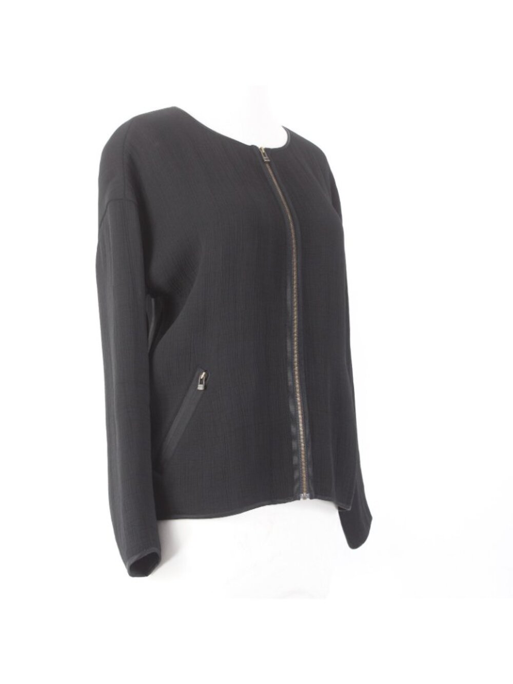Eileen Fisher Jacket Sz SP Black Zipper Pockets Rayon Silk Spandex Jacket - Picture 5 of 10